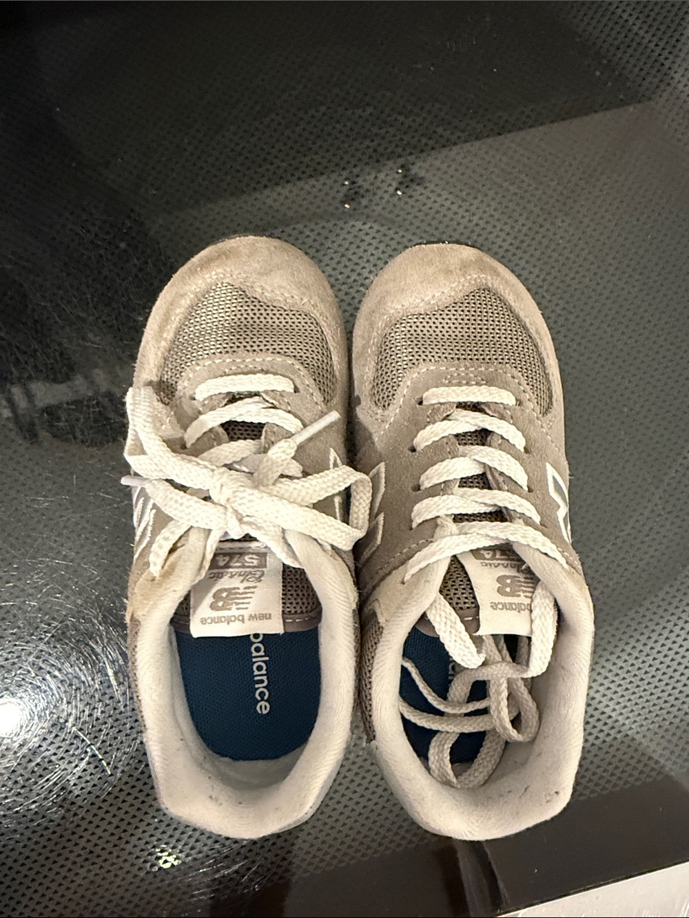 New Balance Little Kid Light Gray Suede & Mesh Sneakers